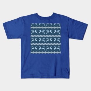 blue raindeer pattern (christmas, tree, christmas raindeer and snowflakes) Kids T-Shirt
